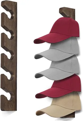 Productafbeelding van Hoedenrek voor muur baseball cap organizer hanger (2 - Set van 2 - Pack) Moderne houten hoedhouder Wandgemonteerde Caps