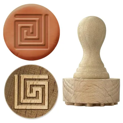 Productafbeelding van Houten stempel met vierkant spiralenpatroon 43x27mm