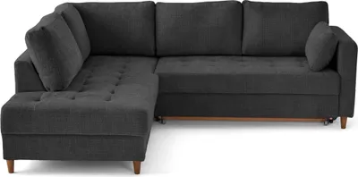 Image de Lisa Design Anna - canapé d'angle gauche 5 places convertible en velours texturé , Gris Anthracite