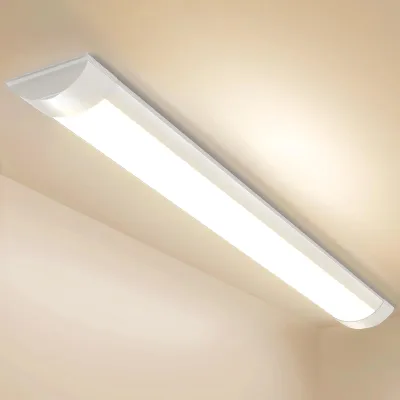 Image de Barre lumineuse LED - Plafonnier et éclairage pour garage - 145 cm - 50 W - Lot de 2 - 3000 K (blanc chaud) - Interrupteur à pression