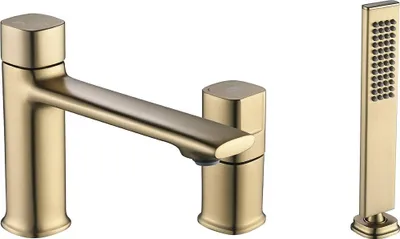 Produktbild von Laveo | Tores Badewannenarmatur - 3-loch - Gebürstetes Gold - Einhebelmischer - Antikalksystem