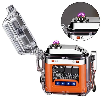 Produktbild von Dual Arc Electronic lighters, Winddicht Wasserdicht Elektrisches Feuerzeug LED Power Anzeige Wiederaufladbares Feuerzeug für Innen und Außen Camping
