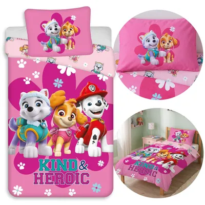 Produktbild von Paw Patrol, doppelseitige Kinderbettwäsche aus 100 % Baumwolle mit Reißverschluss, 140 × 200 cm + 70 × 90 cm,