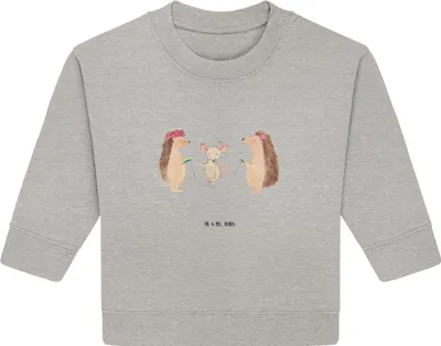 Produktbild von Mr. & Mrs. Panda Organic Baby Pullover Igel Seilhüpfen 24. - 36. Monat - Heather Grey - Geschenk, Kinder, Maus, Kindergarten, Seilspringen, Lustige Sprüche, Bullover
