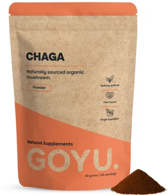 Productafbeelding van Goyu Chaga Poeder Biologisch – Puur Paddenstoelenpoeder voor Thee, Koffie & Smoothies (60 gram)