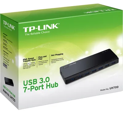 Obrázok produktu pre TP-Link UH700, USB 3.2 Gen 1 (3.1 Gen 1) Micro-B, USB 3.2 Gen 1 (3.1 Gen 1) Type-A, 5000 Mbit/s, Čierna, 1 m, USB