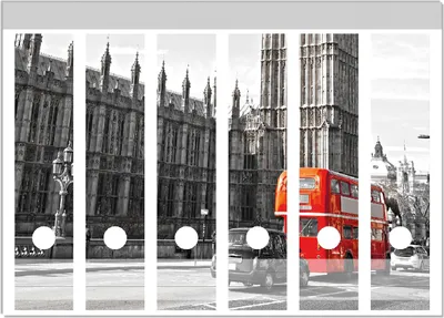 Produktbild von Wallario Ordnerrücken Sticker, selbstklebend für breite Ordner, 6 Stück, Motiv London Red Bus