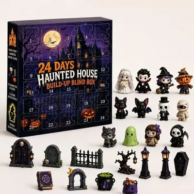 Produktbild von Halloween Adventskalender 2026 - 24 Tage Countdown - Spukhaus - Mini-Gruselfiguren - Halloween-Deko für Tisch und Gruselparty