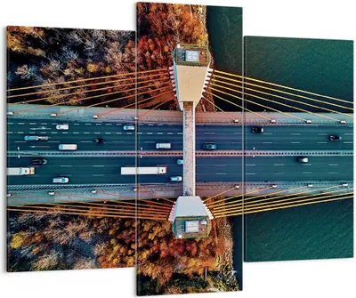 Produktbild von Bild auf Leinwand - Leinwandbild - 3 Teile - Brücke Siekierkowski Warschau - 130x100cm - Wand Bild - Wanddeko - Wandbilder - Leinwanddruck - Bilder - Wanddekoration - Leinwand bilder - CB130x100-4663