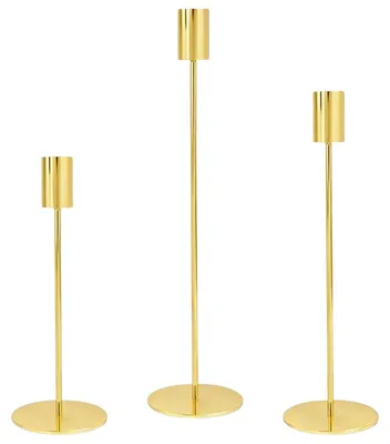 Kerzenhalter gold 3er-Set 32/27/22,5 cm für Stabkerzen