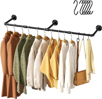 Obrázok produktu pre Vintage vešiak na oblečenie 140 cm na stenu Úspora miesta Robustné 6 S-háčikov