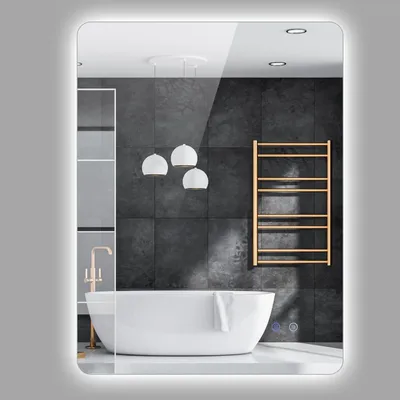 LED-Badspiegel 80x60 cm, dimmbar, Touch-Bedienung, Anti-Beschlag