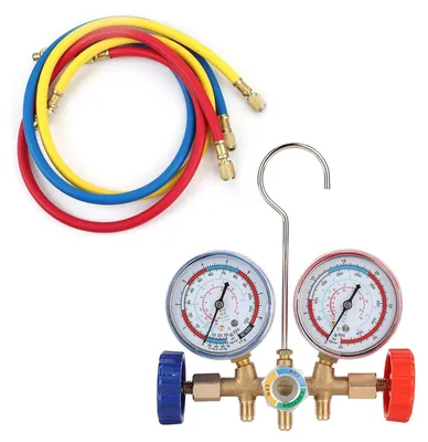 Immagine prodotto di Tubo di riempimento del refrigerante - Set manifold per la diagnosi dell'aria condizionata - Set di raccordi a cono - 3 tubi - Set di strumenti per il refrigerante - Lunghezza del tubo: 80 cm - Attrezzatura per impianti di climatizzazione