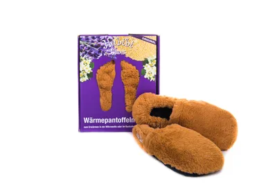 Produktbild von Habibi Wärmeschuhe aufheizbare Thermo Hausschuhe Fußwärmer für Mikrowelle & Ofen - caramel, Schuhgröße M (EU 37-40)