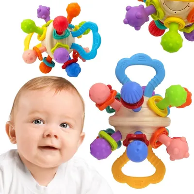 Productafbeelding van Woopie Baby Zachte Rammelaar 2in1 Bijtring Zintuiglijk Speelgoed voor baby's vanaf 0 m+