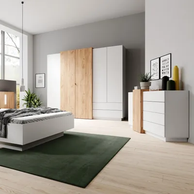 Produktbild von Masseno Drehtürenschrank TRES 230/201,8/51,6 cm 5-türig Schlafzimmer Schrank Kleiderschrank Weiß