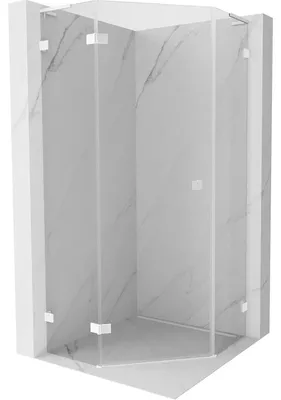 Obrázek produktu pro Mexen Lunar L pentagonální sprchový kout s otočnými dveřmi vlevo 90 x 90 cm, průhledný, bílý - 831L-090L-090P-20-00-L