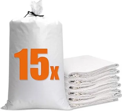 Produktbild von Gewebesäcke Transportsäcke Zandsäcke - Abfallsäcke Mit Doppelboden - 15 Stück 113x70cm - Weiß