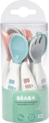 Produktbild von BÉABA Ergonomisches Besteck Set, 6 Löffel, 4 Gabeln, Kurzer & Abgerundeter Griff, Einfache Handhabung, Ab 8 Monate