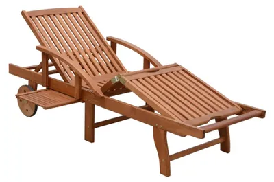 Produktbild von Sonnenliege ROLANDO Verstellbar Natur Eukalyptus | Gartenliege mit Rollen Relaxliege Wetterfest