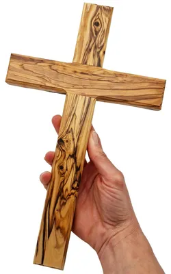 Produktbild von Elzusha – Olivenholz-Kreuz, 30 cm – Handgefertigt in Bethlehem – Christliches Wandkreuz