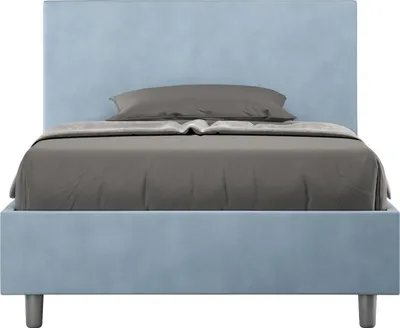Imagen del producto de ITYHOME - Cama tapizada con somier de láminas, tamaño 120x190, con funda de microfibra, color azul cielo, modelo Adele