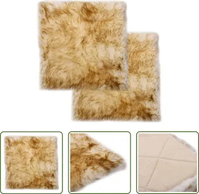 Produktbild von The Living Store Sitzkissen 2 Stk. Braun Melange 40x40 cm Echter Schafspelz