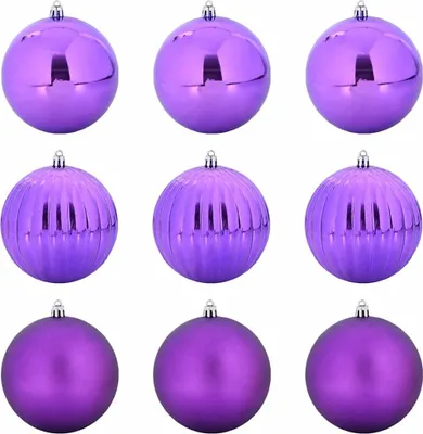 Image de vidaXL, ensemble de boules de Noël, taille XL, 9 pièces, violet, diamètre 15 cm, plastique
