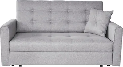 A light gray sofa bed is shown from the front against a white background.