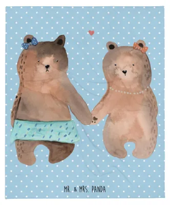 Produktbild von Mr. & Mrs. Panda Tagesdecke Bär Freundin - Blau Pastell - Geschenk, Plaid, Kuscheldecke, Beste Freund Liebe Liebesbeweis Verliebt Kumpel Kumpeliene, Teddy, Sofaüberwurf