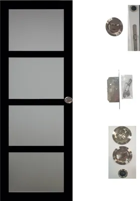 Image de Porte Coulissante Telia Noir Vitree H204 x L83 + serrure aÂ Condamnation