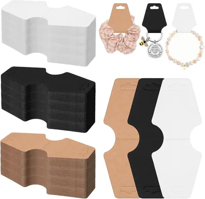 Productafbeelding van Verpakking Kaarten - Display Kaartjes - Sieraden Presenteren - Zelfklevend Ontwerp - 300 Stuks - Bruin Zwart Wit