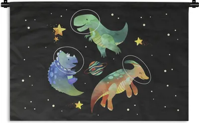 Produktbild von MuchoWow® Wandteppich Wandbehang Sterne - Dinosaurier - Kind - Mädchen - Jungen - Kinder - Kinder 60x40 cm Tapisserie Dekoration Wandtuch - Wanddekorationen