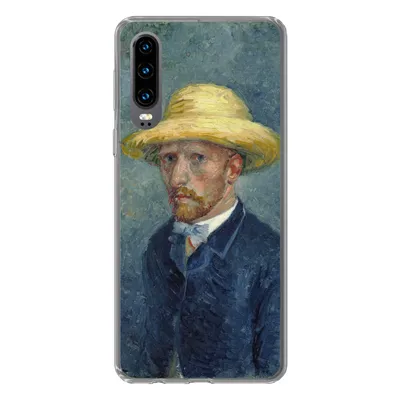Produktbild von MuchoWow® Handyhülle Schutzhülle Hülle für Huawei P30 Selbstbildnis mit Hut - Vincent van Gogh Silikon Softcase Handy Hülle - Kartenbesitzer