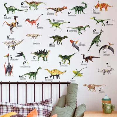 Produktbild von Solidchoice – Set von Wandaufklebern mit Dinosauriern für Kinderzimmer, inklusive Alphabet und 3D-Designs