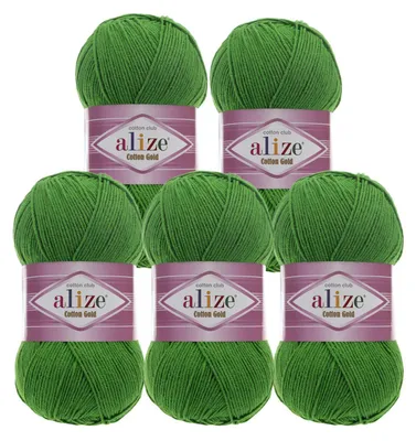 5 x 100g Strickgarn Alize Cotton Gold Uni Klassikgarn Häkelgarn grün