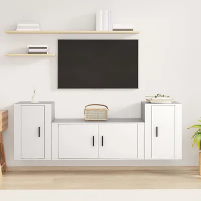 Produktbild von 3-tlg. TV-Schrank-Set Weiß Holzwerkstoff , TV-Schränke Design 2024