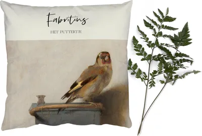 Produktbild von MuchoWow® Zierkissen Sofakissen Wohnzimmer Dekokissen 40x40 cm Kunst - Der Stieglitz - Fabritius - Foto Kissen - Schlafzimmer Dekoration