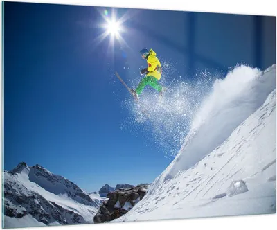 Produktbild von Bilder auf glas - Ski Winter Schnee Berg - 100x70cm - Glasbilder - Wandbilder - Kunstdruck - zum Aufhängen bereit - Wanddekoration aus Glas - Glas Bilder - Wandbild auf Glas - GAA100x70-2856