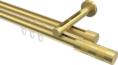 Produktbild von Interdeco Innenlaufstange / Gardinenstange mit Innenlauf Messing-Optik, Typ Siteno Mavell (Zylinder Bicolor), 20 mm Ø 2-läufig, 540 cm