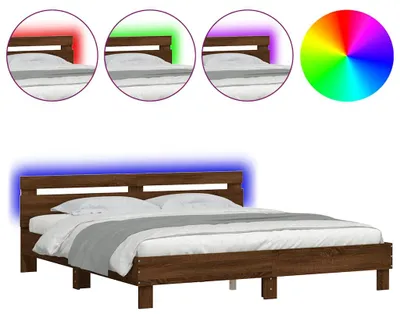 Obrázok produktu pre vidaXL Rám postele s čelom a LED osvetlením Hnedý dubový vzhľad