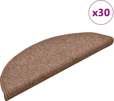 Obrázok produktu pre Schodové rohože 30 ks 56x17x3 cm hnedé polkruhové