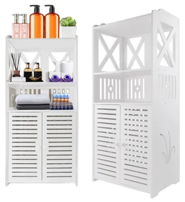 Immagine prodotto di Armadietto a 4 ripiani, con doppia porta, stretto, 90x40x25 cm, bianco