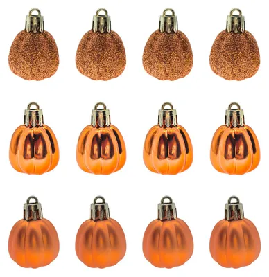 12 Mini-Kürbis-Anhänger, Herbstdeko, Halloween, 5 cm, PVC