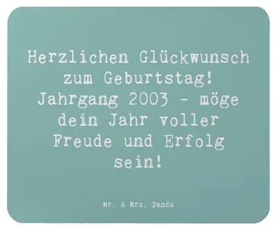 Produktbild von Mr. & Mrs. Panda Mauspad Spruch 2003 Geburtstag - Meeresbrise - Geschenk, pc mausunterlage, Geschenkideen, Mouse Pad, liebevolle Grüße, mousematte, Geburtstagsgeschenk