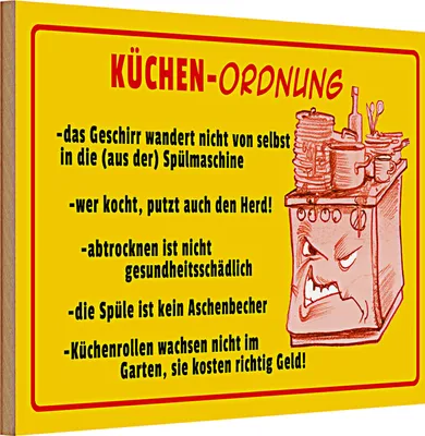 Produktbild von Holzschild Spruch Hinweis 30x20cm Küchen Ordnung Geschirr Spüle