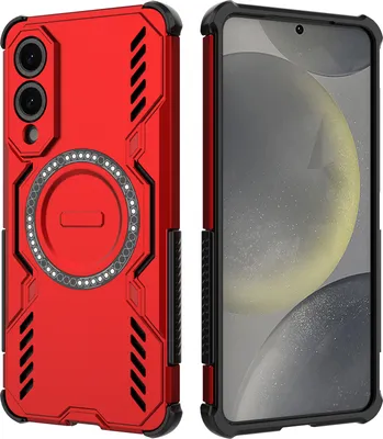 Image de Etui magnétique pour Samsung Galaxy S25 Edge, bumper hybride PC et TPU, trous d'aération pour la dissipation de la chaleur Etui rouge