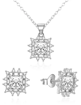 Productafbeelding van Charmante zilveren sieradenset met zirkonia (AGSET363R-W) (collier, hanger, oorbellen)