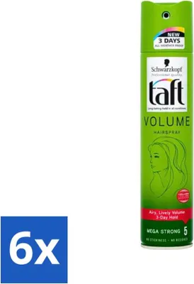 Produktbild von Schwarzkopf - Taft - True Volume Haarspray - Mega Strong - Volumen-Boost & Fixierung - 250 ml - Vorteilspack - 6 Stücke