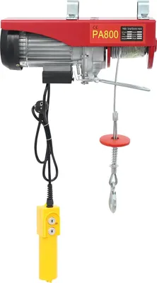 Produktbild von Elektrische Seilwinde - Elektro Kettenzug - 400/800 kg Tragkraft - 1300 W 220 V - 12/6 m Hubhöhe - 10 m/min Hubgeschwindigkeit - Kabel-Fernbedienung - Rot